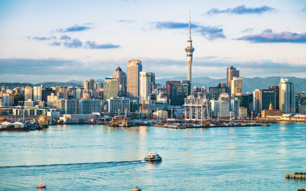 Auckland skyline showing modern city and harbor