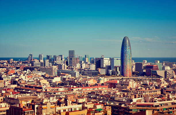 Barcelona cityscape showing modern and historic buildings