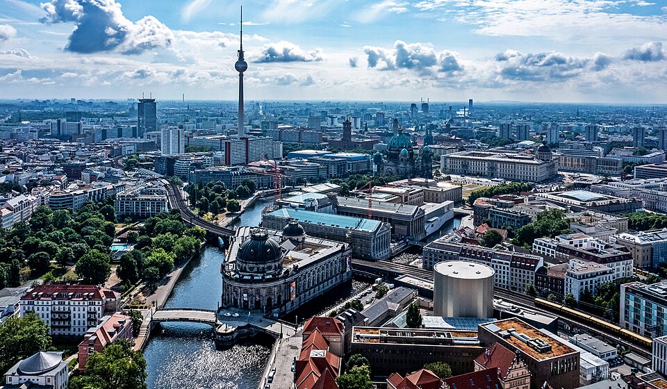 Berlin skyline showing modern and historic buildings