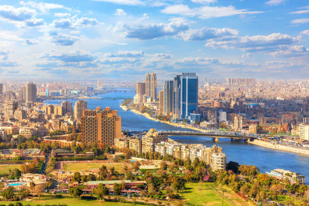 Cairo skyline with Nile River and new developments