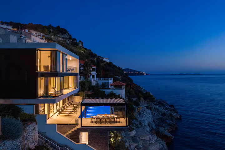Dubrovnik waterfront showing luxury homes and the Adriatic Sea