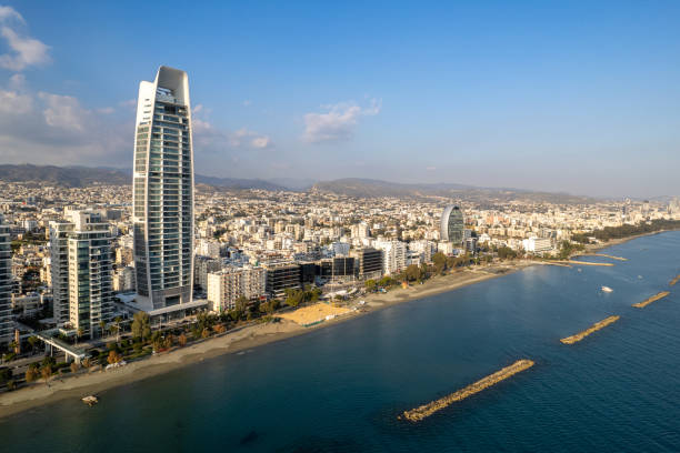 Limassol skyline showing modern developments and Mediterranean coastline