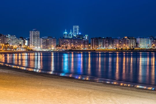 Montevideo skyline with modern buildings and historical architecture