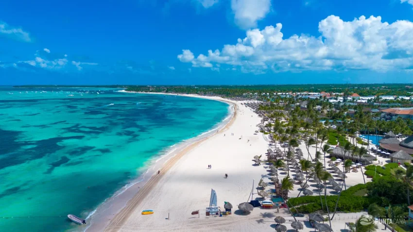 Punta Cana coastline with luxury resorts