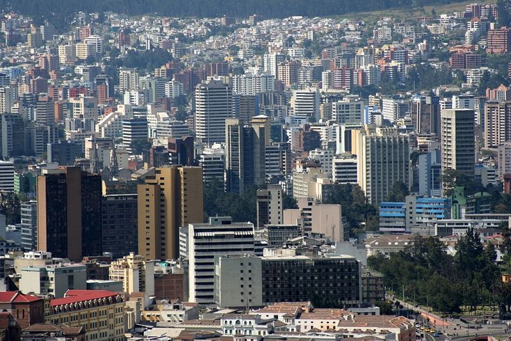 Quito skyline showing modern and historic buildings