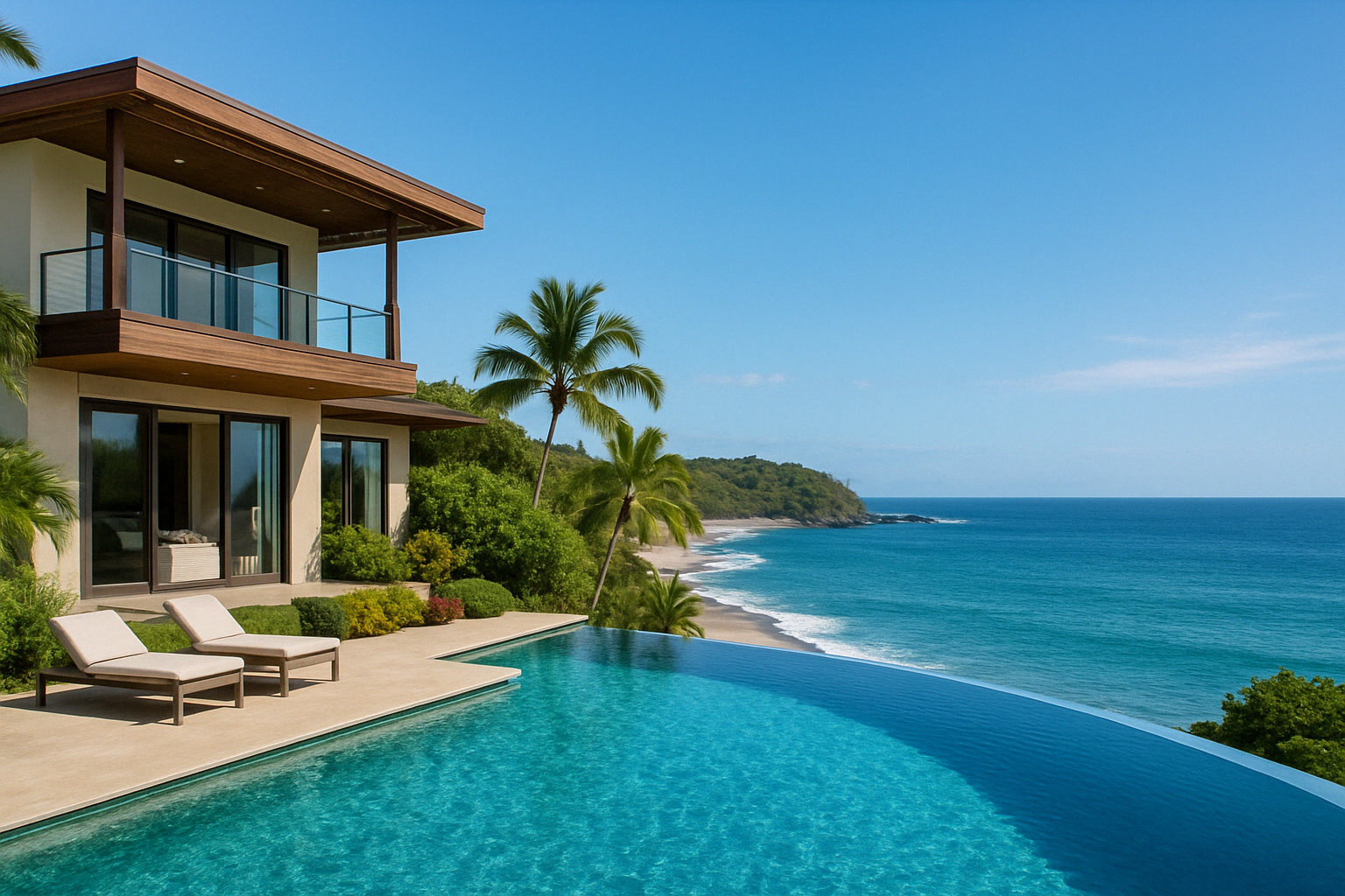 Luxury beachfront villa in Guanacaste, Costa Rica with infinity pool overlooking the Pacific Ocean