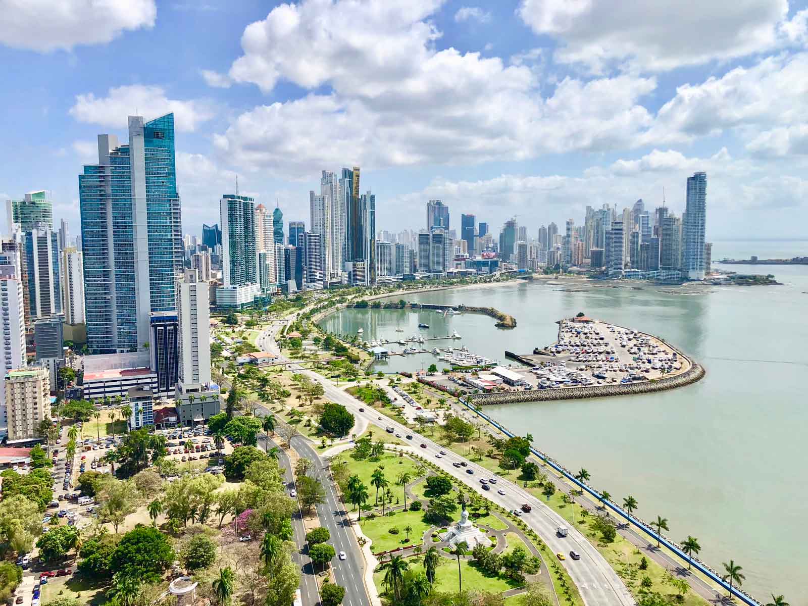 Panama City skyline showing modern high-rise developments along the waterfront