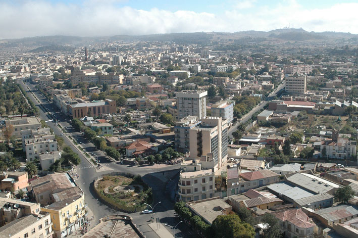 Asmara skyline showing Italian colonial architecture