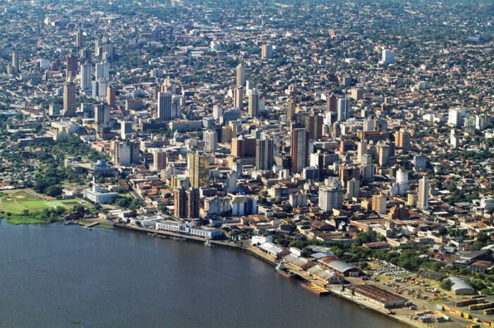 Asunción skyline showing modern buildings alongside colonial architecture