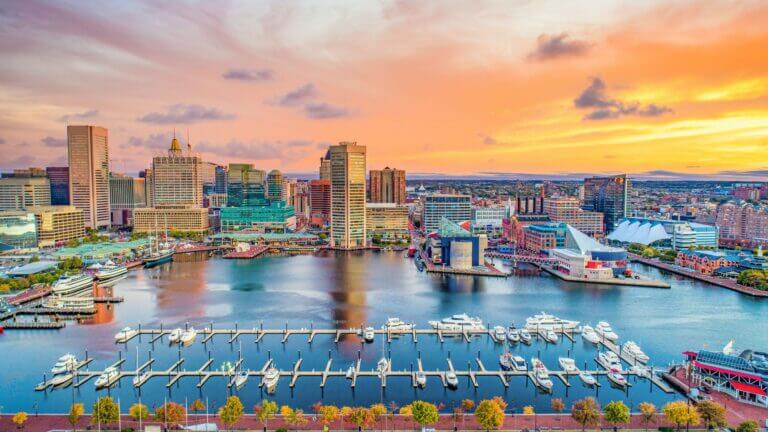 Baltimore Inner Harbor with modern development