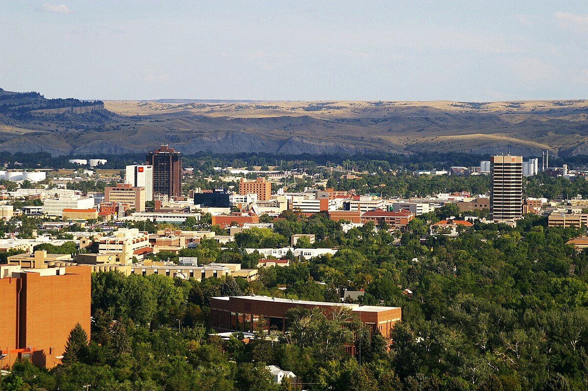 Billings Montana skyline along the Yellowstone River and Rimrocks