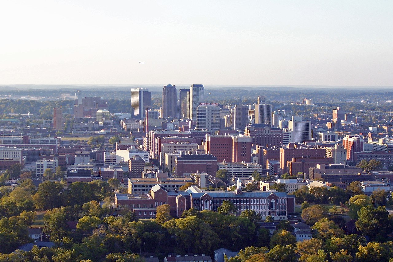 Birmingham Alabama skyline with city development