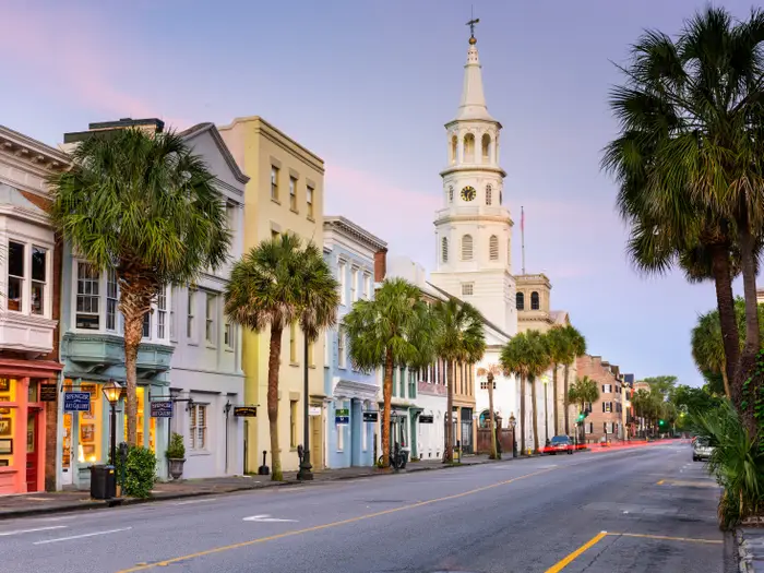 Charleston South Carolina historic waterfront with modern development