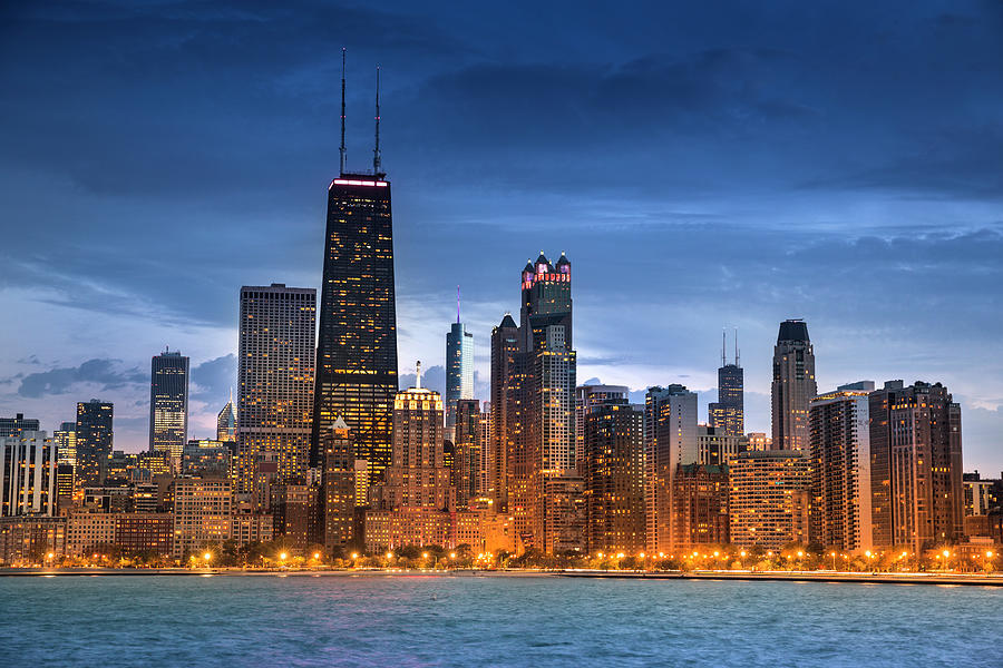 Chicago skyline with Lake Michigan