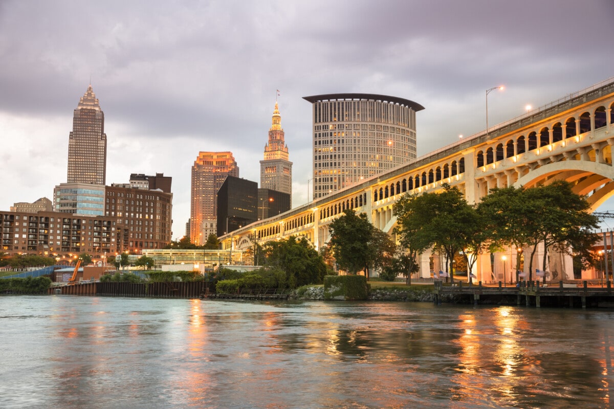 Cleveland Ohio skyline with modern development