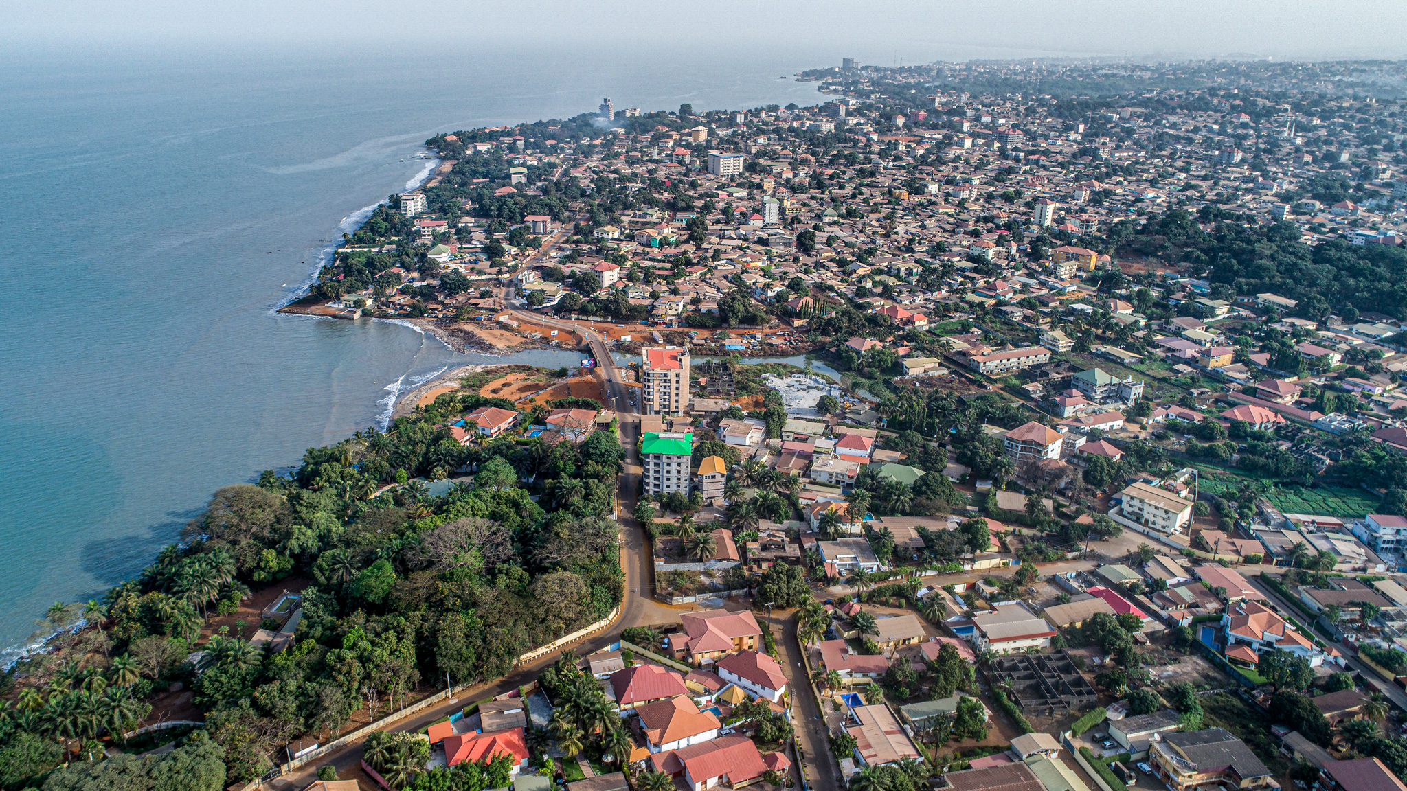 Conakry skyline showing urban development and harbor