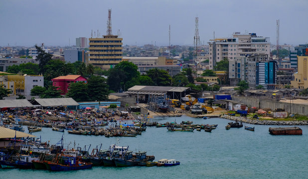 Cotonou skyline showing modern development alongside traditional architecture