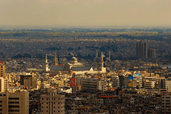 Damascus skyline showing a mix of historic and modern buildings