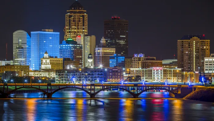 Des Moines Iowa skyline with modern development