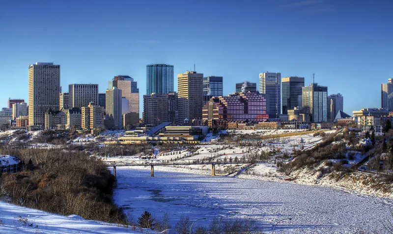 Edmonton skyline above the North Saskatchewan River valley