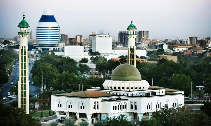 Khartoum skyline showing the confluence of the Blue and White Nile rivers