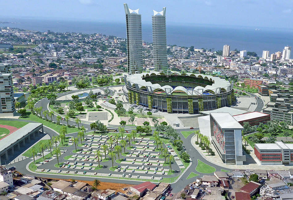 Libreville skyline showing modern buildings along the coast