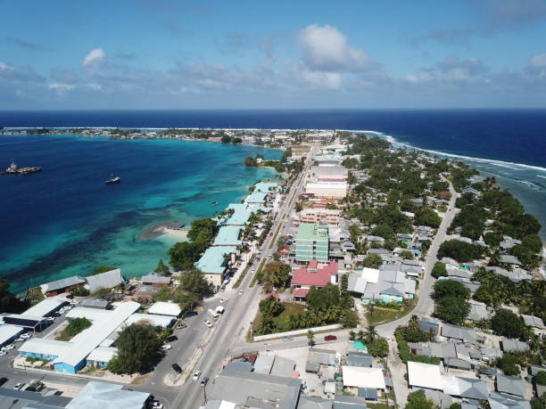 Aerial view of Majuro Atoll in the Marshall Islands