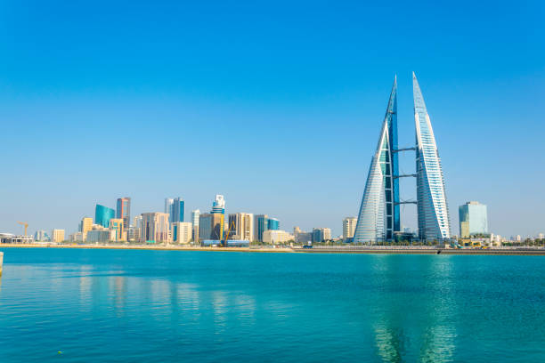 Bahrain skyline showing Bahrain Financial Harbor and modern buildings