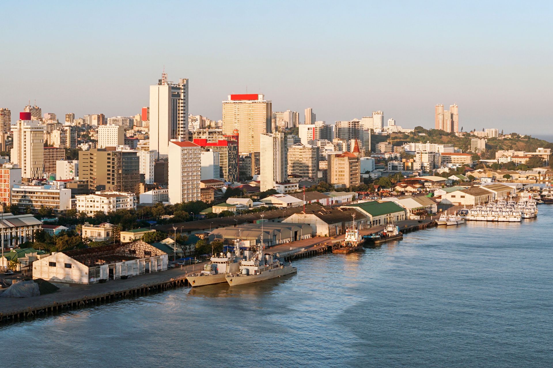 Maputo skyline showing modern development alongside traditional buildings