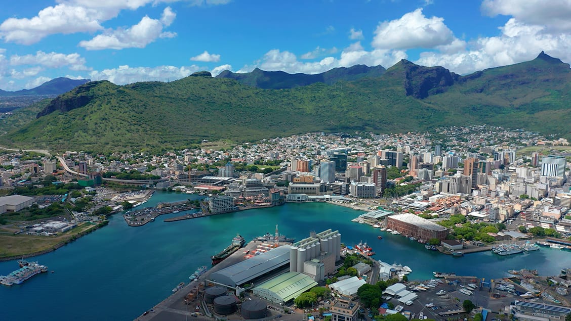 Mauritius coastline with luxury beachfront properties