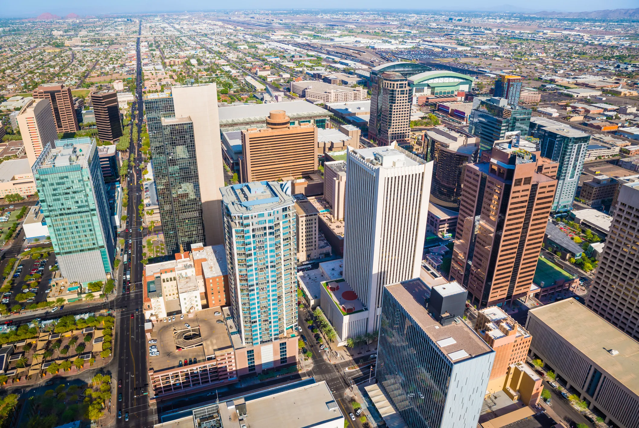 Phoenix Arizona skyline with desert mountains