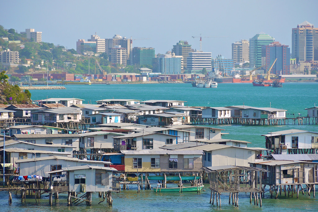 Port Moresby skyline showing modern buildings alongside traditional elements