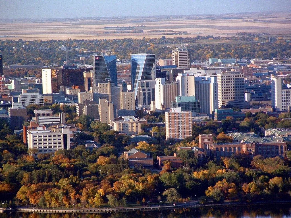 Regina cityscape with wheat fields in foreground