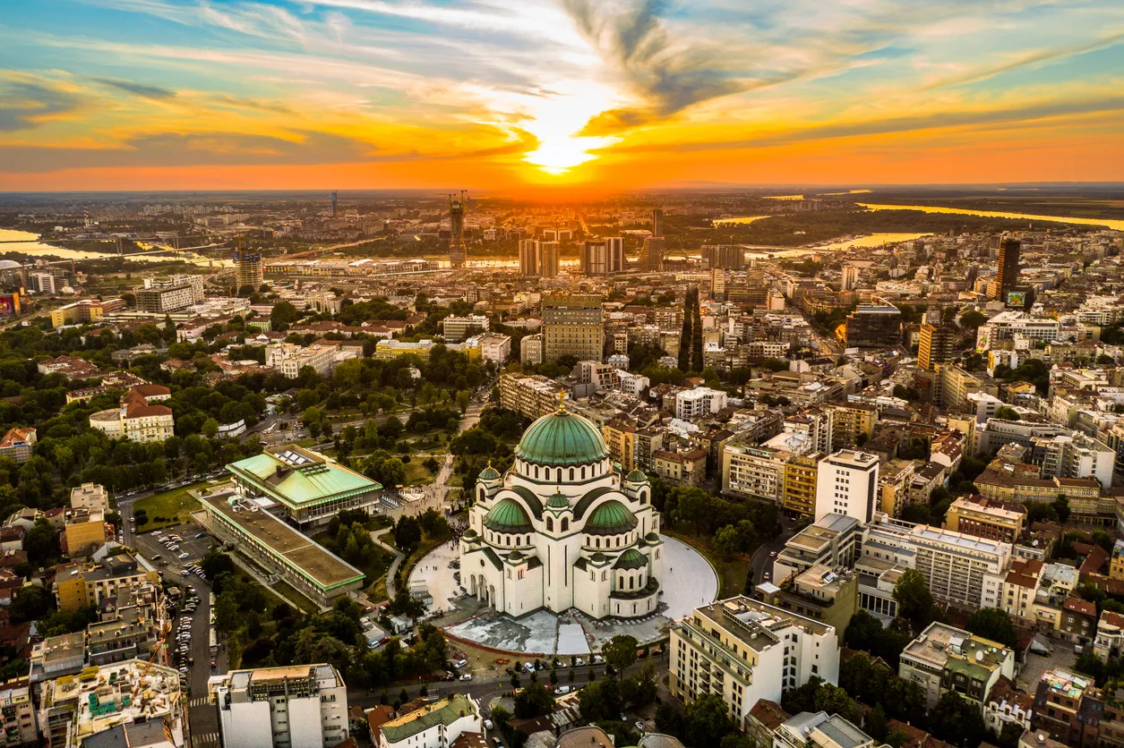 Belgrade skyline showing blend of historic and modern architecture
