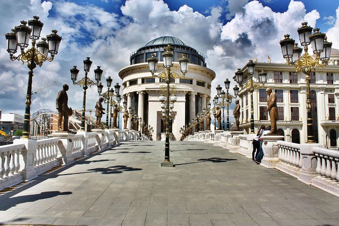 Skopje city center with modern and historic architecture