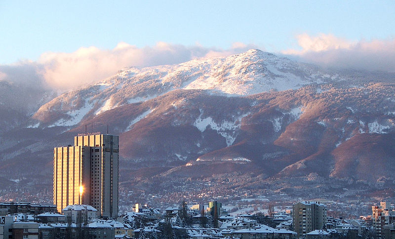 Sofia skyline with Vitosha Mountain in the background