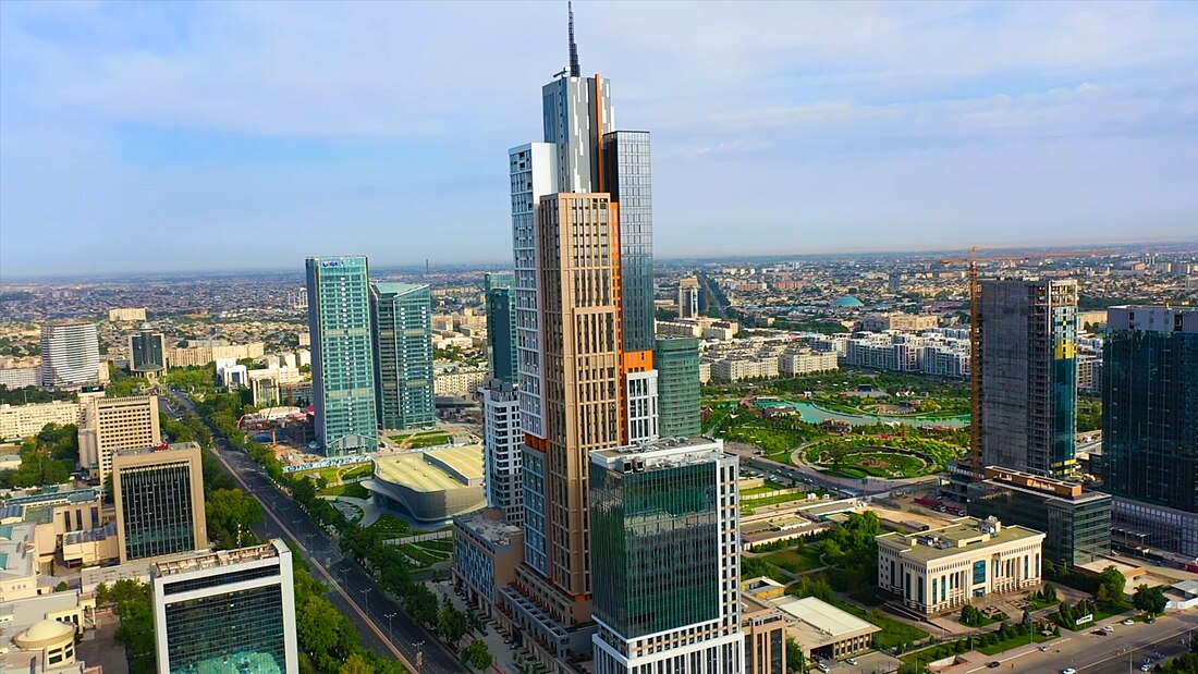 Tashkent skyline showing modern development and traditional architecture