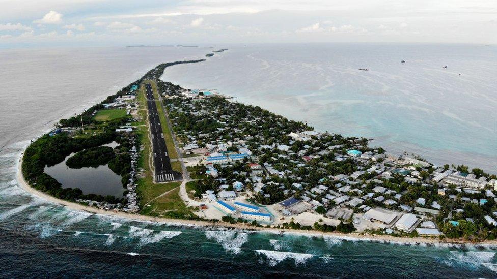 Aerial view of Funafuti atoll in Tuvalu