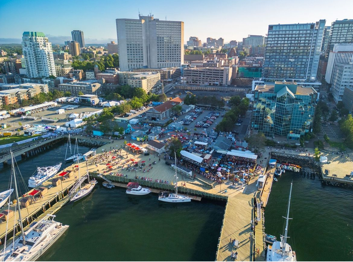 Halifax waterfront with colorful buildings and boats