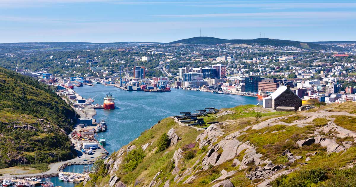 St. John's colorful houses along harbor front