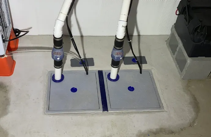 Professional basement waterproofing interior drainage system sump pump moisture control foundation protection