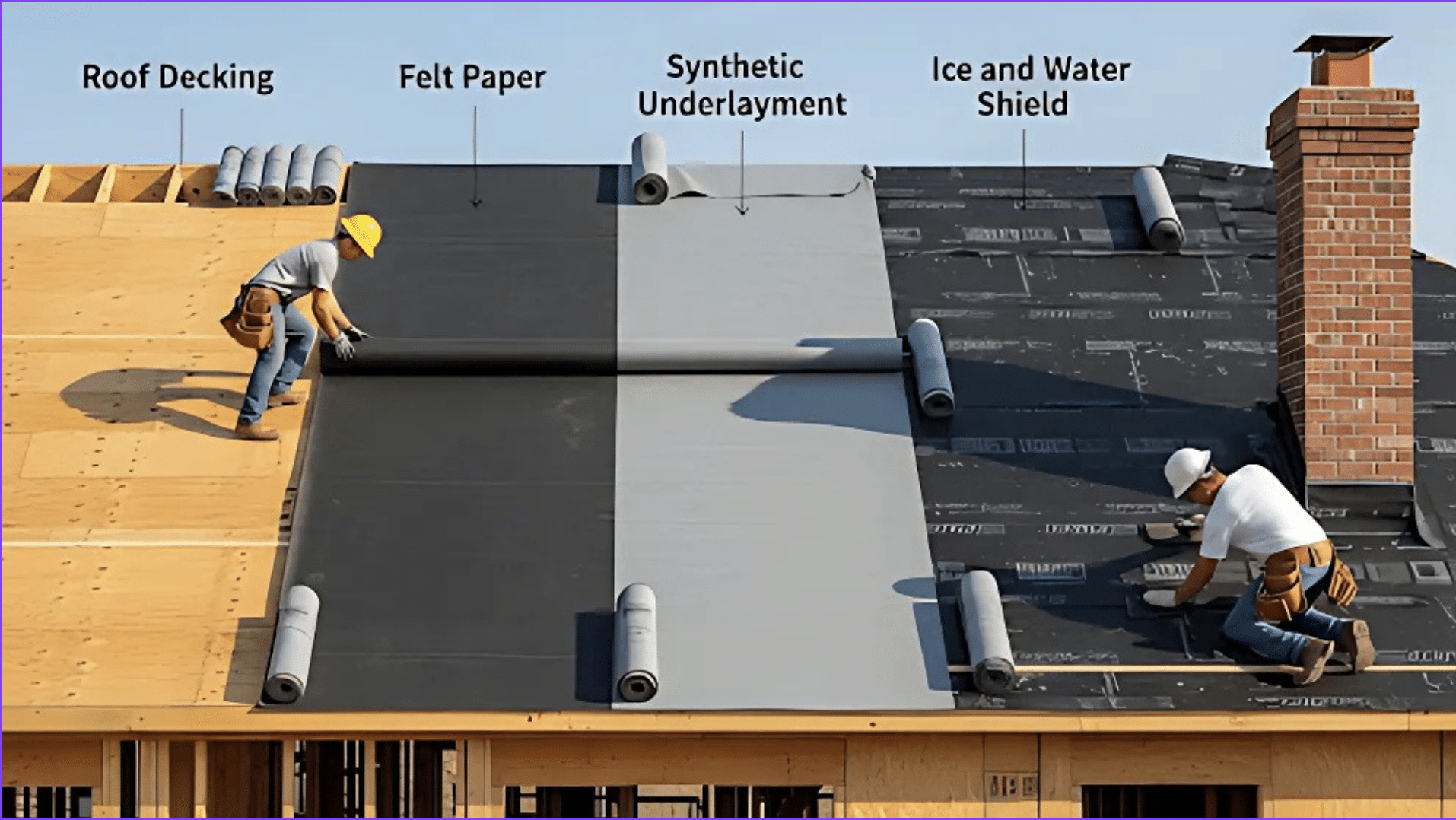 Professional roof structural work decking replacement rafter repair fascia soffit foundation sheathing repair