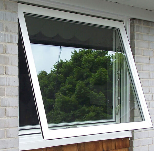 professional awning window installation top hinged crank out bathroom basement kitchen ventilation in rain proper flashing head flashing drip edge sill pan waterproof membrane low e glass privacy obscured glass secure hardware