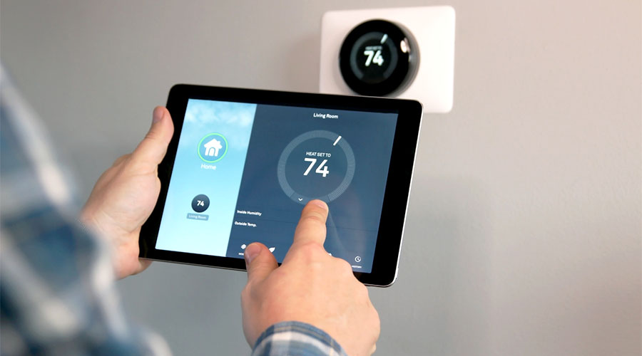 professional smart thermostat installation upgrade wiring c wire setup wall mounted thermostat app control energy savings HVAC temperature scheduling