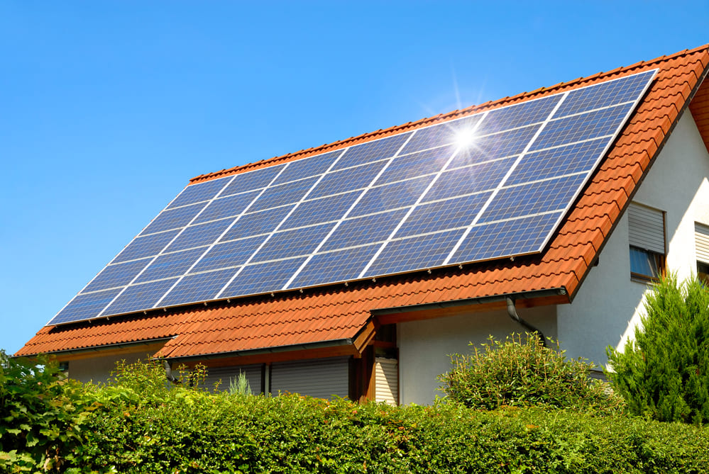 solar panel installation on residential roof photovoltaic system 6kw 10kw home solar array inverter electrical panel connection net metering permit inspection clean energy tax credit battery ready racking flashing wiring