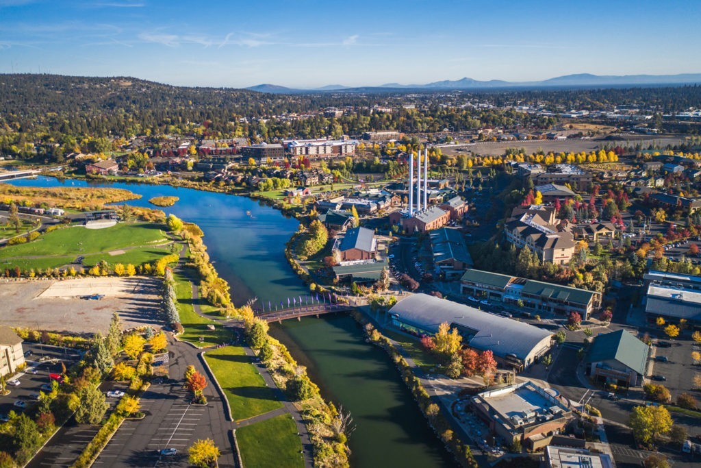 Bend Oregon with Cascade Mountains