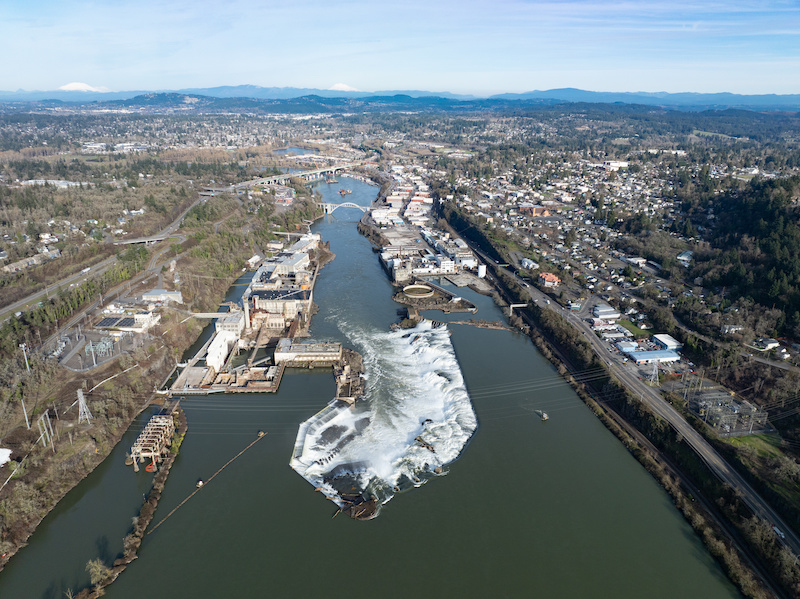 Oregon City Willamette Falls and historic downtown