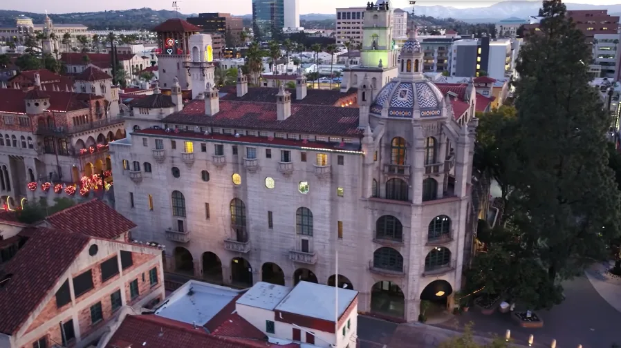 Riverside Mission Inn and downtown cityscape