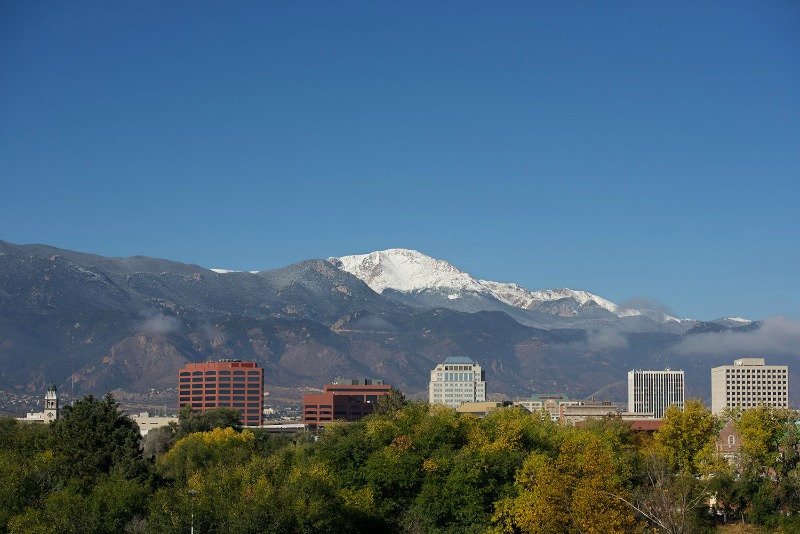 Colorado Springs with Pikes Peak backdrop