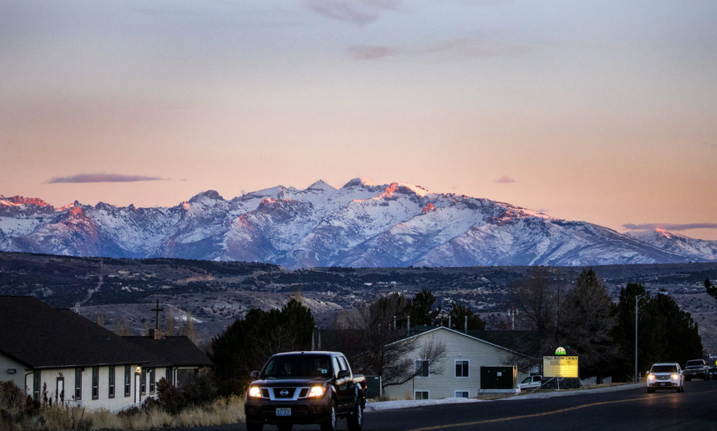 Elko Nevada with Ruby Mountains backdrop